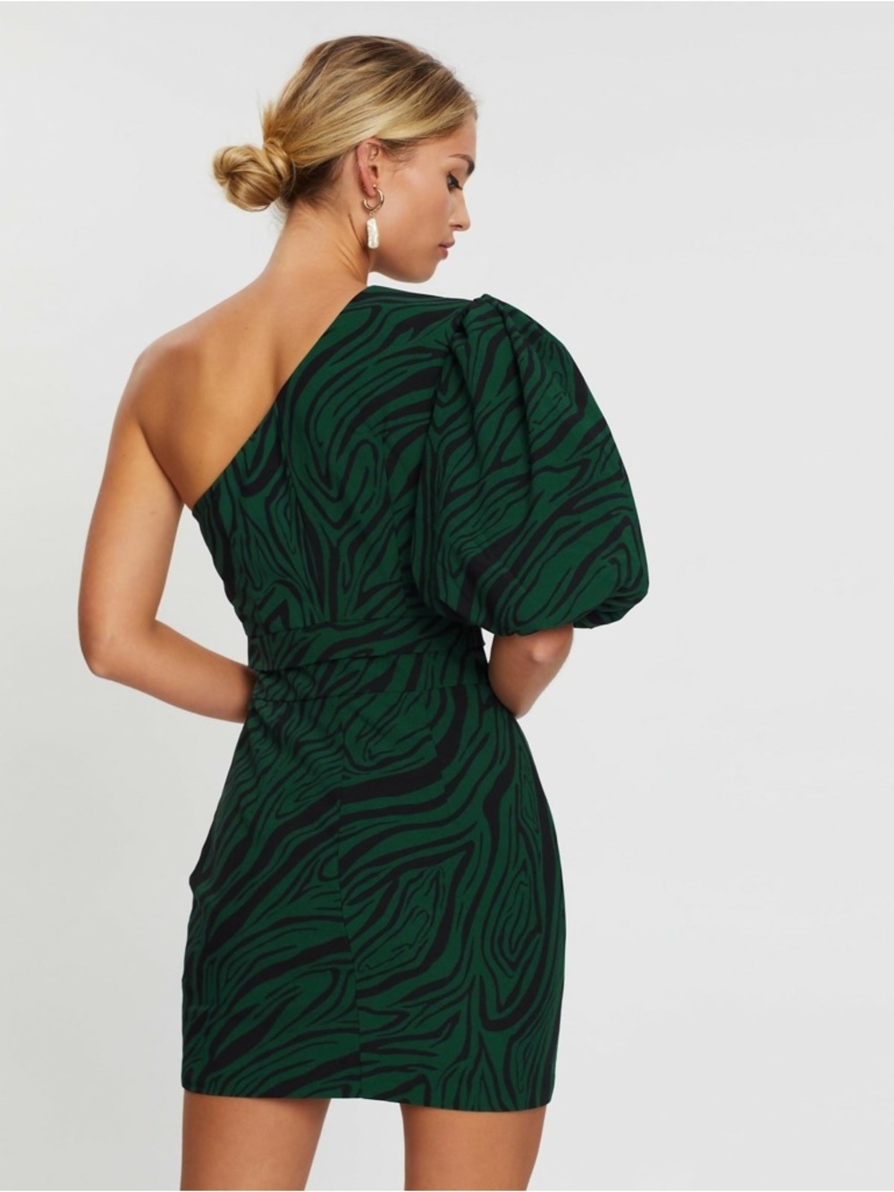 Mossman Dark Paradise Mini Dress Green Black Size 2 Tiger Zebra Stripe